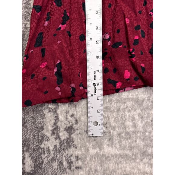 BA&SH Dress 0 Womens Thelma Ruffle Trimmed Satin Red Pink Long Sleeve Mini - Picture 6 of 8